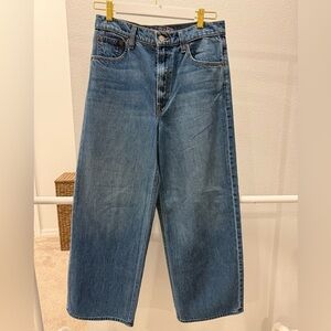 MOTHER Wide-Leg Flare Jeans in Medium Blue Wash
